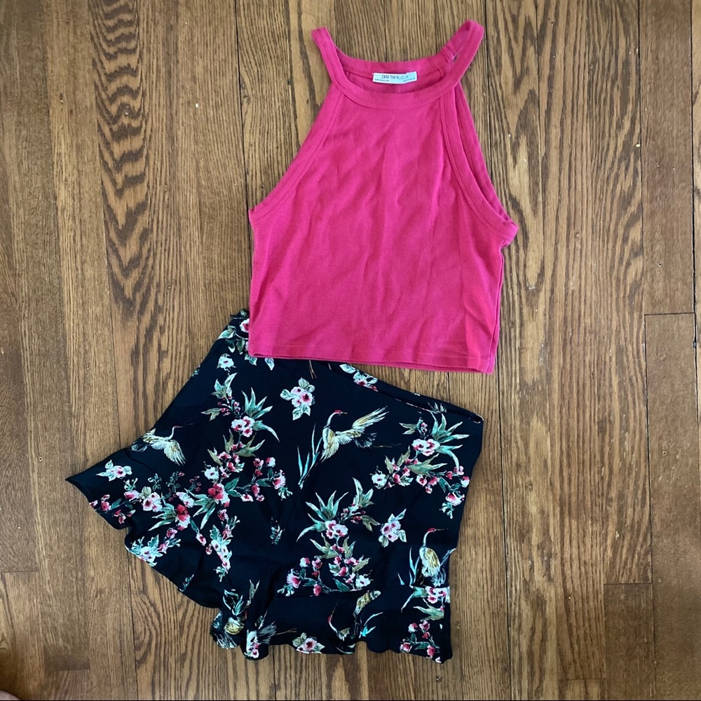 ZARA XS/S high waisted shorts and crop top
